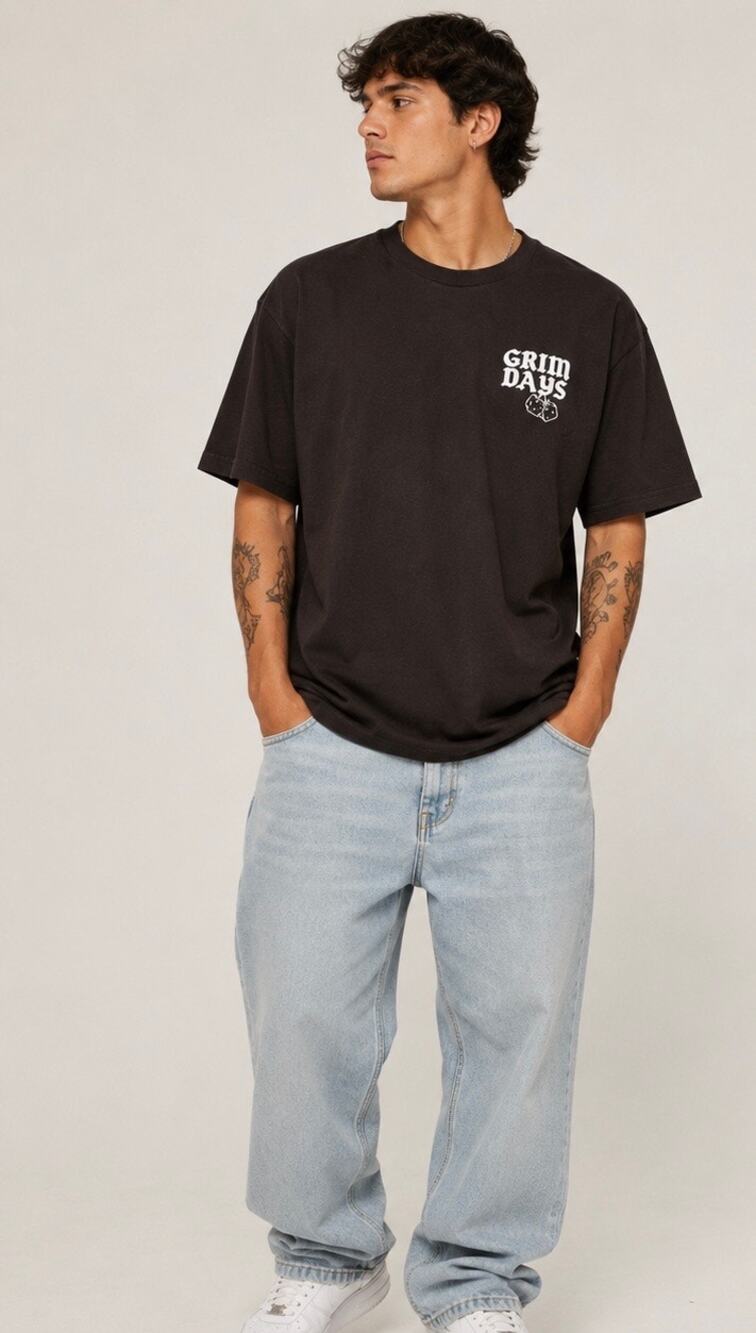 NWT Grim Days Garage Mens Brown White Graphic T-Shirt XL Lowrider Streetwear Tee